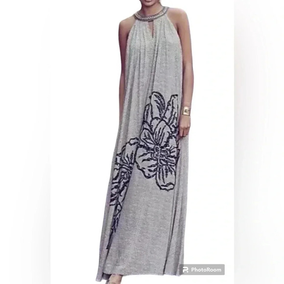 Anthropologie By Ranna Gill Grandiflora Halter Maxi Dress Size Medium - Picture 1 of 13